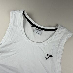 Gymshark Tank Top Mens XL White Sleeveless Stretch Workout Gym Training Cotton
